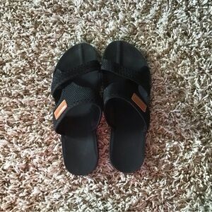 Women’s Black Slide Sandals with Cross Straps